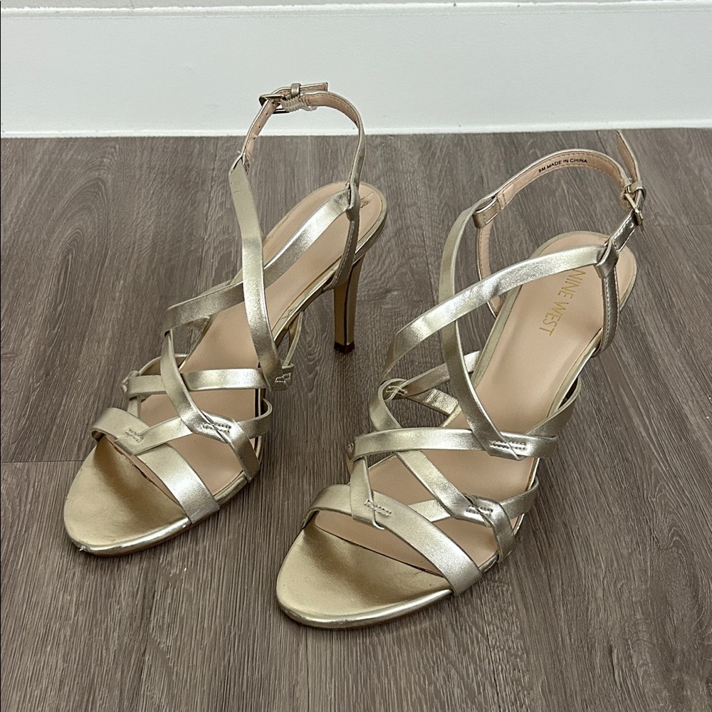 Nine West Metallic Strappy Heels - Picture 1 of 5
